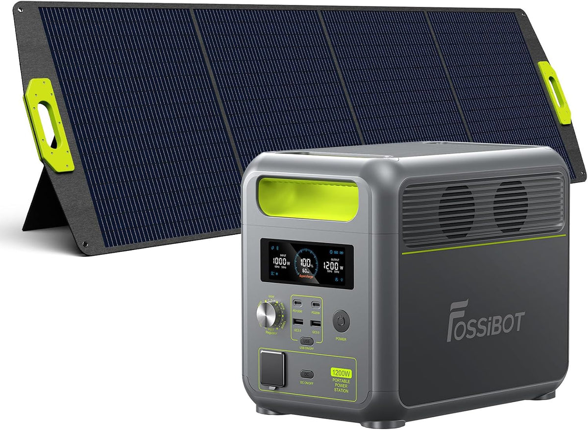 generador F1200, FOSSiBOT, Batería LiFePO4 1200W, Solar 0-80% en 49 Min, Carga Rápida CA, Control APP, Exteriores, Emergencia, para Hogar