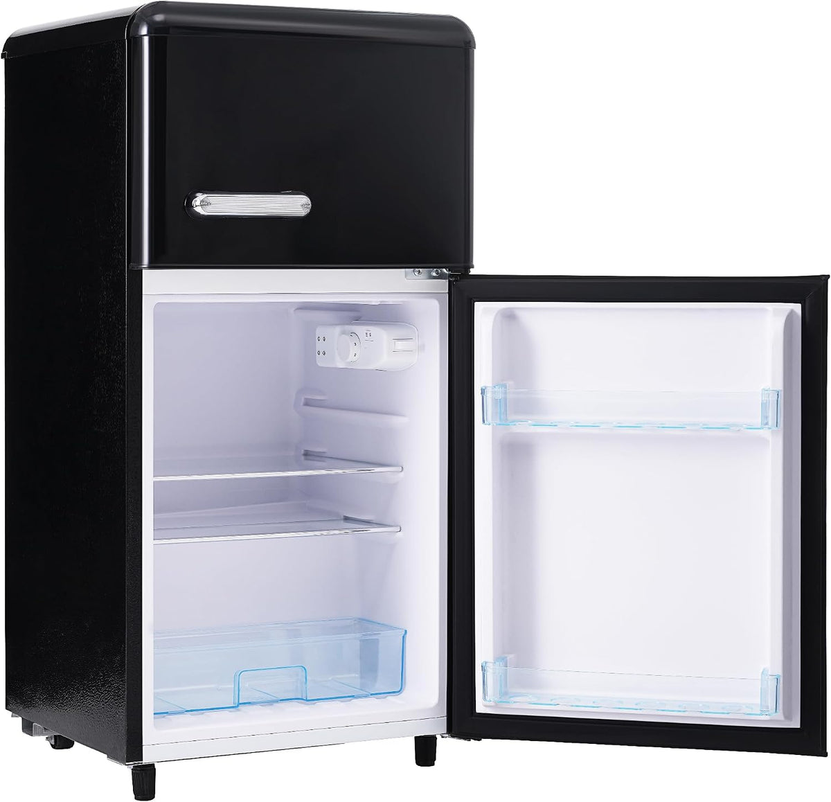 frigorífico combi, Emmtore, volumen total 72 litros, volumen de congelación 21 litros, 120 kWh, Nevera vintage, doble puerta superior e inferior, año