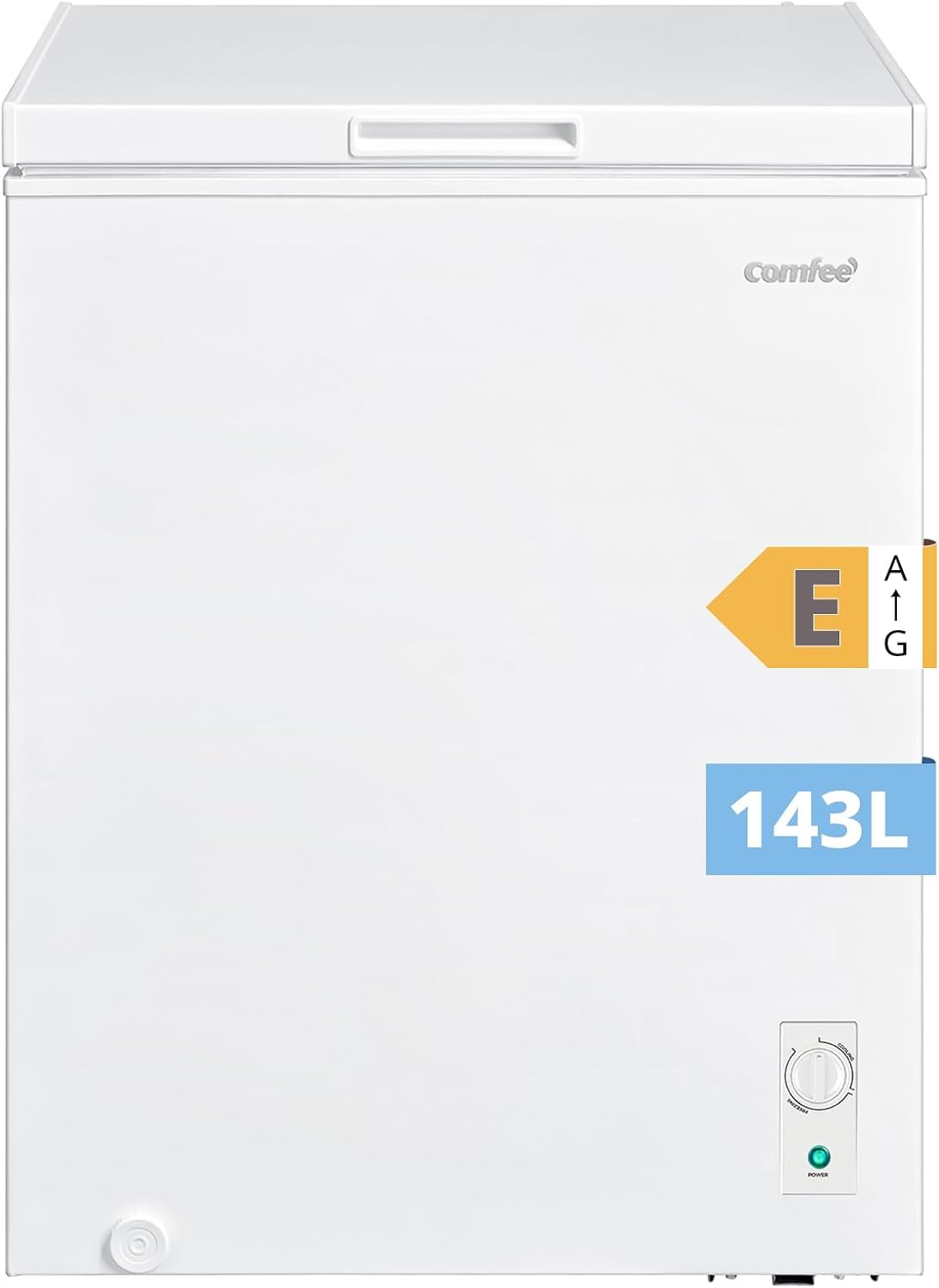 congelador horizontal RCC146WH2EU, Comfee, 4 Estrellas, Blanco, Refrigerador, Compresor Inverter, Apto Garajes