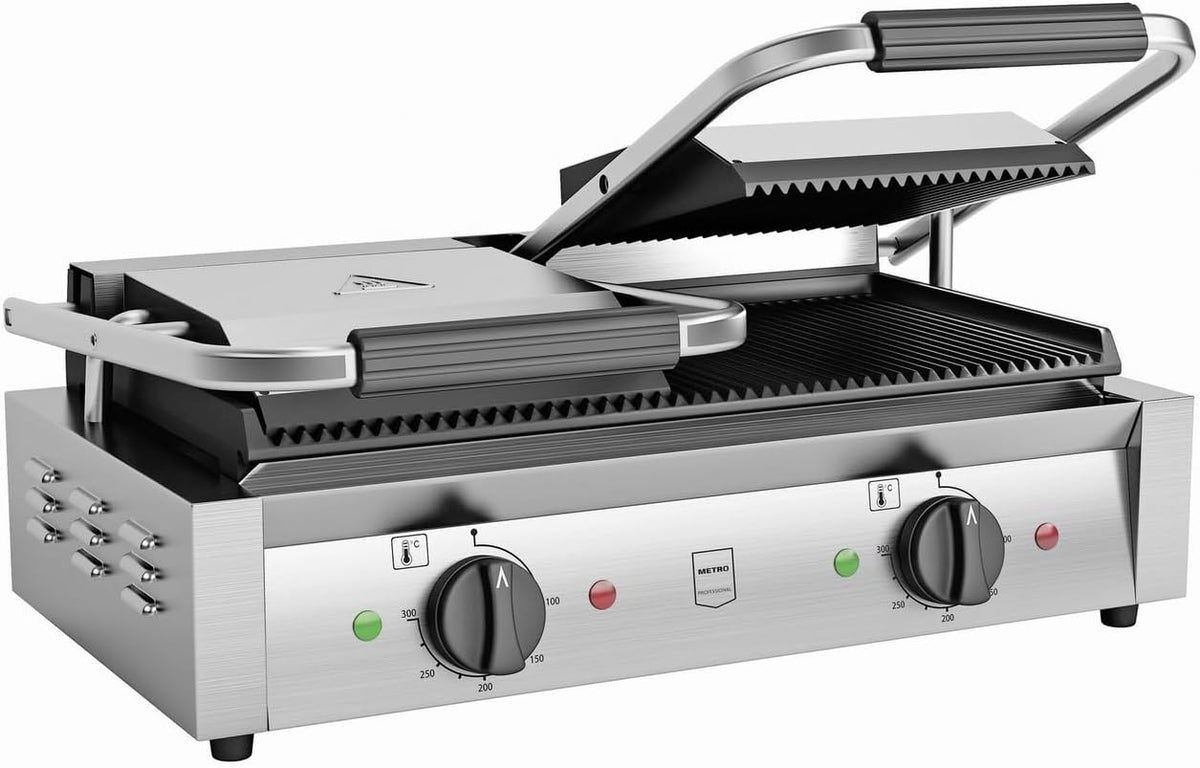 Parrillas eléctrica GPG2201, METRO Professional, Plancha con doble Panini grill GPG2201, rango de temp.: 50-300° C, acero inoxidable, plata