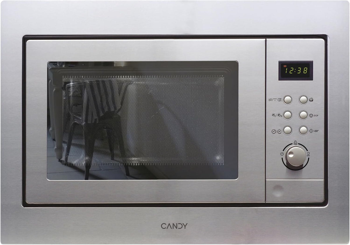 microondas MIC201EX, CANDY, 20L, 8 programas automáticos, Plato giratorio 24,5cm, 800W, 1000W, Digital, Con marco, Descongelación tiempo y peso