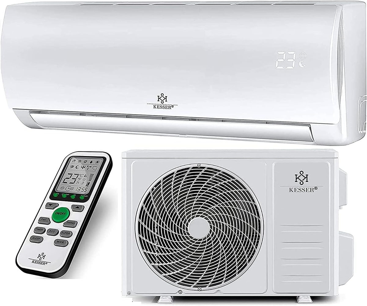 aire acondicionado split R32, KESSER, refrigerante R32, Split 9000 BTU, 2600 Watt, App, refrigeración A++, calefacción A+, pantalla LCD, h
