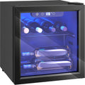 vinoteca, HOMCOM, Puerta de Vidrio, Luz LED, Pantalla Táctil Digital, Temperatura Ajustable 4-16°C, Nevera para Vinos con Capacidad de 36 L, Negro
