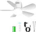 cenador, Gliztech, Ventilador Techo Exterior 50CM, Recargable y Extraíble con Gancho y Mando a Distancia para, Terraza, Tienda de Campaña, Sombrilla