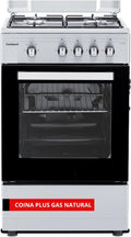 Cocinas independiente CCSF45020NX, Corbero, - Cocina Gas Natural Plus, 4 Fuegos, Horno 43L con Doble Puerta de Cristal, Tapa Metal, Inox