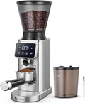 Molinillos de café eléctricos con piñone, AMZCHEF, Sistema Antiestático, Pantalla Táctil LCD, Café Filtrado, French Press, Depósito de 300 g