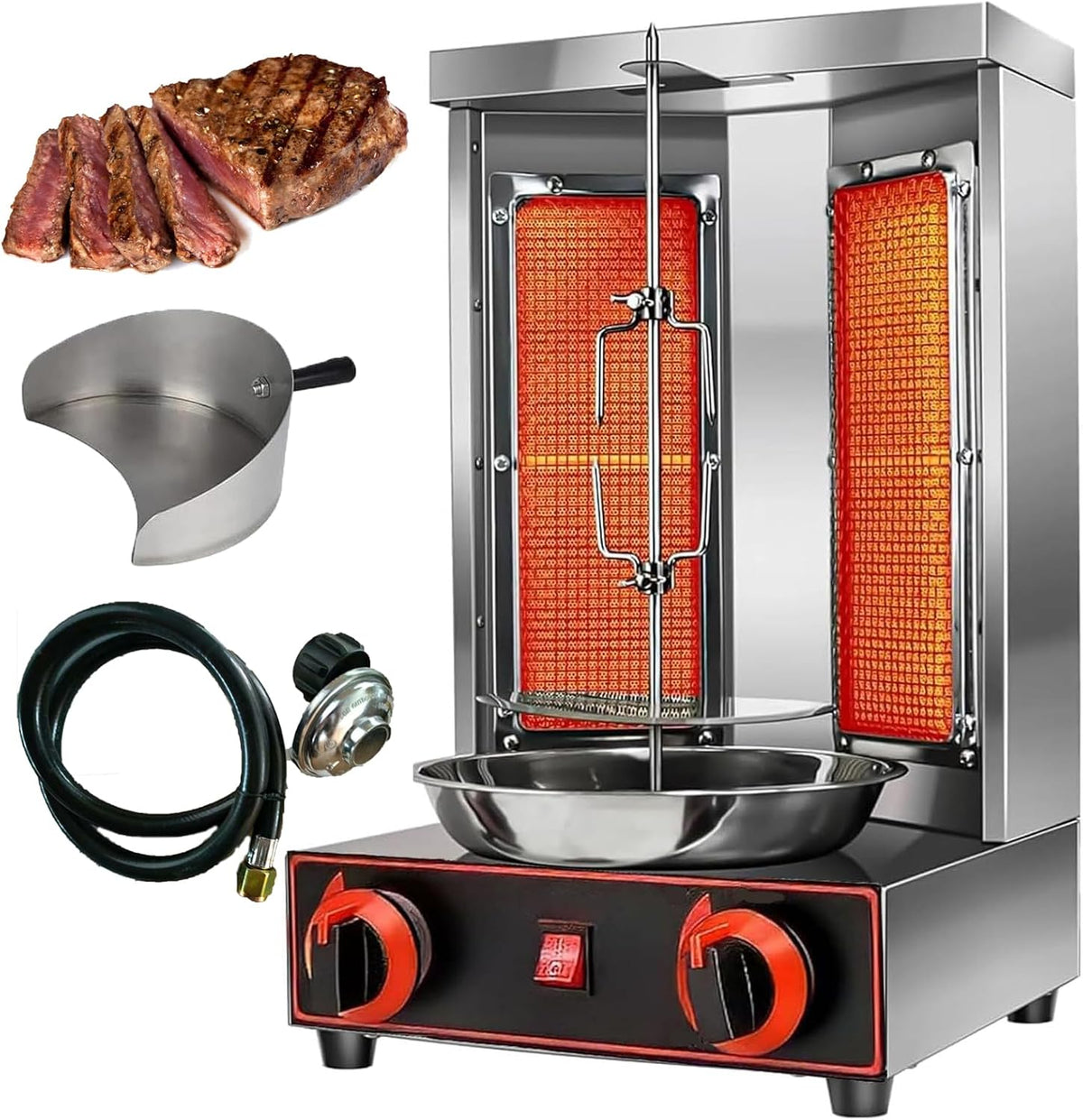 Parrillas eléctrica, Generic, Máquina De Cocina De Pollo Shawarma Con 2, Para El Hogar, 3 Quemadores, Barbacoa 2 Heads, Máquina De Parrilla, Fiestas