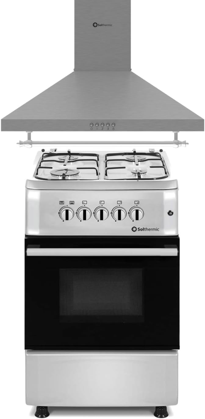 Cocinas independiente F5S40G2I, SOLTHERMIC, gran capacidad de extraccion, COMBO PACK INOX COCINA GAS F5S40G2I + CAMPANA H60P INOX