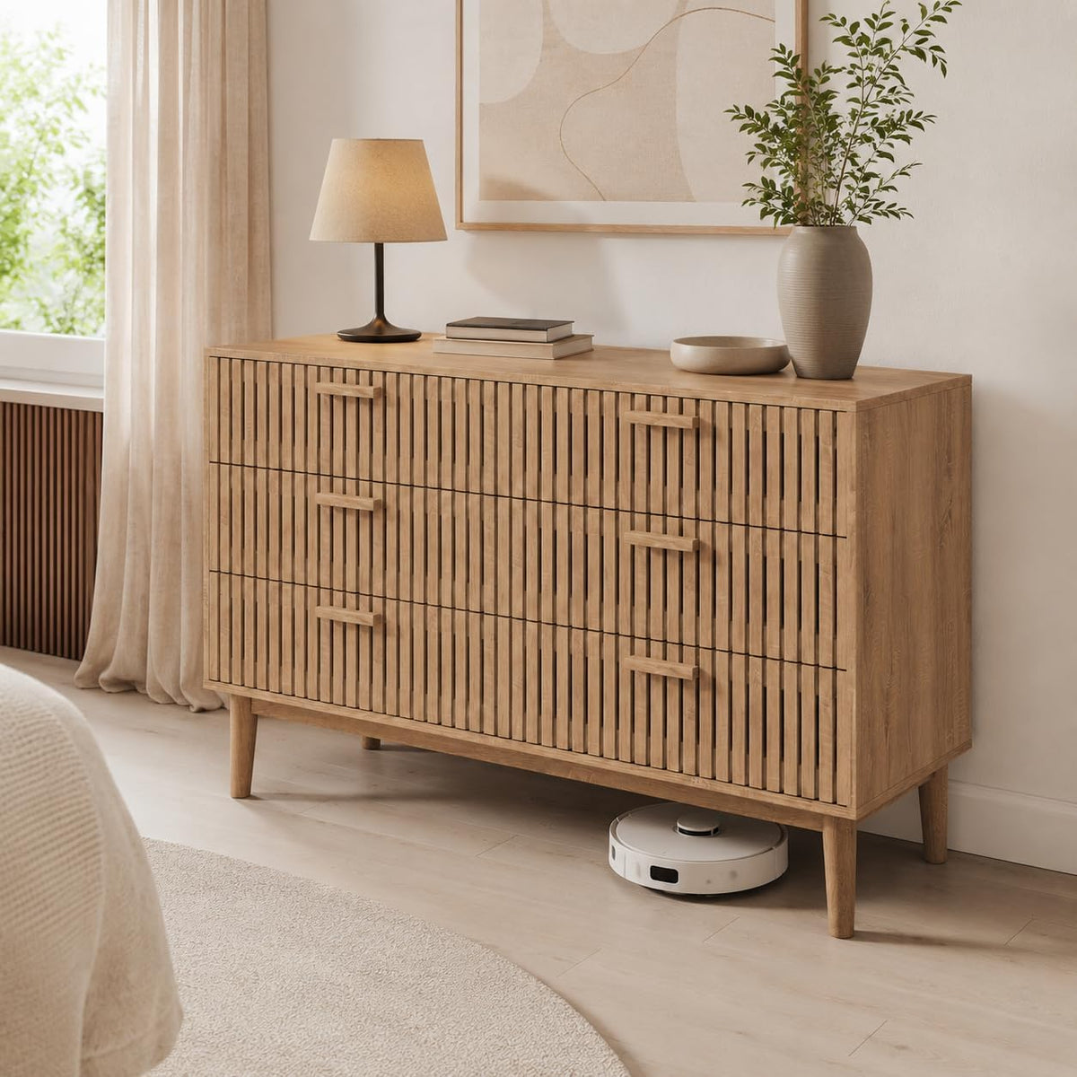 cómoda, HYNHXBP, mueble de almacenamiento para dormitorio, para salón, dormitorio y oficina (madera, 6 cajones), 100 x 73