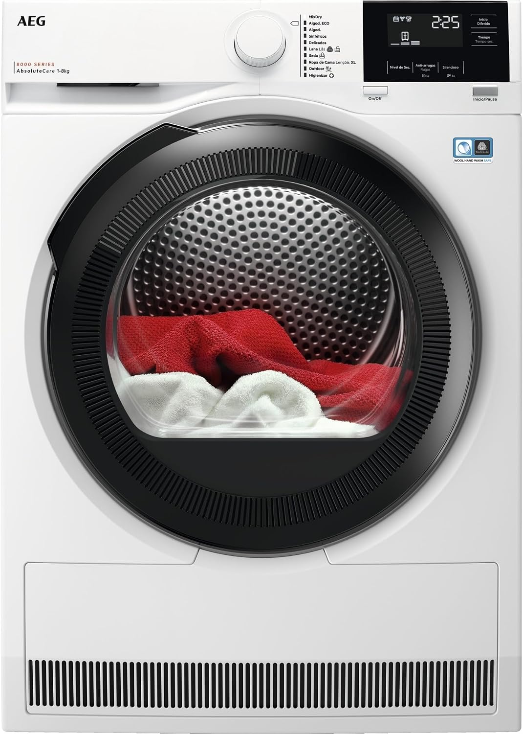 AEG TR818A4OB secadora con bomba de calor, Serie 8000, Libre Instalación, Motor Inverter, Función Vapor, Programa Rápido, Fabricado en UE, Blanco