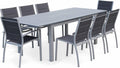 Mesas de comedor, Alice's Garden, sweeek-Mesa de jardín Extensible de Aluminio con 8 sillas Gris - 244x100x75 cm