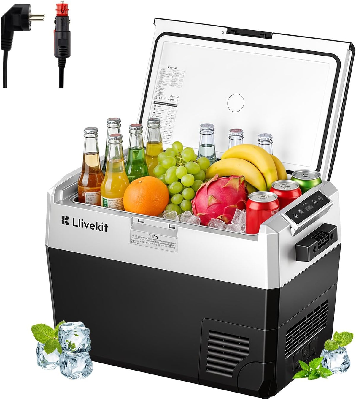 nevera portátil, LLIVEKIT, 24V, -20~20°C, Mini Refrigerador para Viaje Camping Playa Autocaravana, Nevera Coche, Modo ECO y Modo MAX, CC, Negro