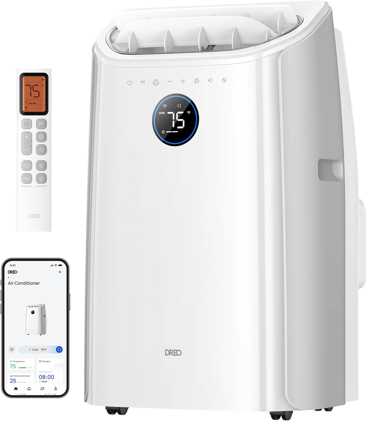 aire acondicionado portátil, Dreo, Temporizador de 24 Horas, Silencioso, Control por Aplicación, Voz, con Ventilador y Deshumidificador