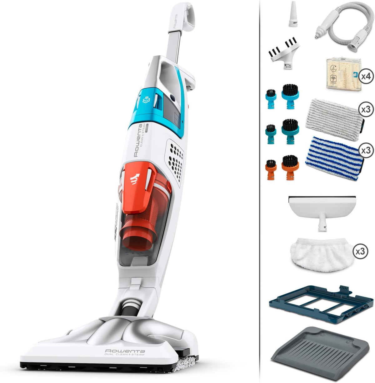 Limpiadoras de vapor RY8544WH, Rowenta, 2 en 1, Limpiador de Vapor, Aspire y Lava al Mismo Tiempo, Limpiador de Mano extraíble, Eficaz, Saneamiento
