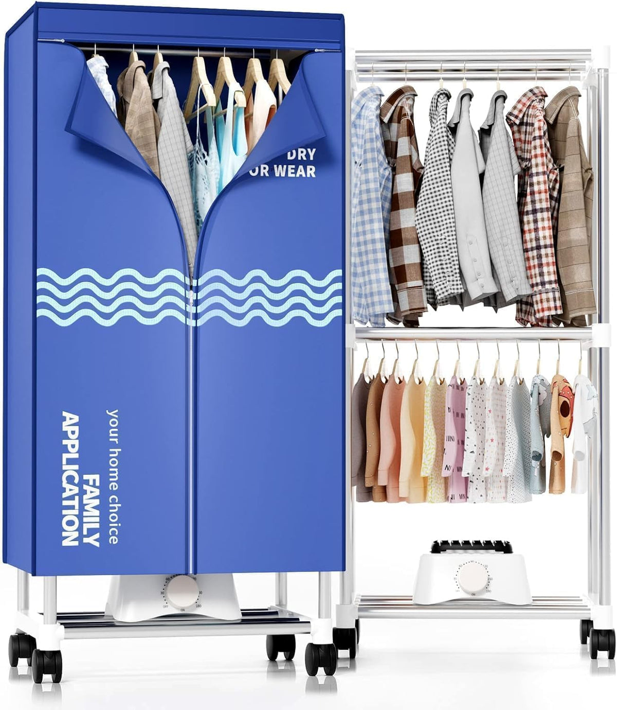 armario UE5, Kiseely, estante para el hogar, Apartamentos (azul UE5), de secado de ropa de 60 pulgadas con gran capacidad, Secadora de ropa