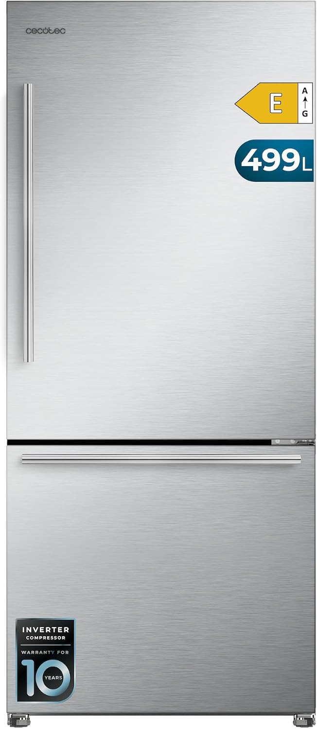 Cecotec frigorífico combi, Bajo Consumo, Green HUB, MetalFlex Cooling, Fast Freezing, Modo Smart, Inox