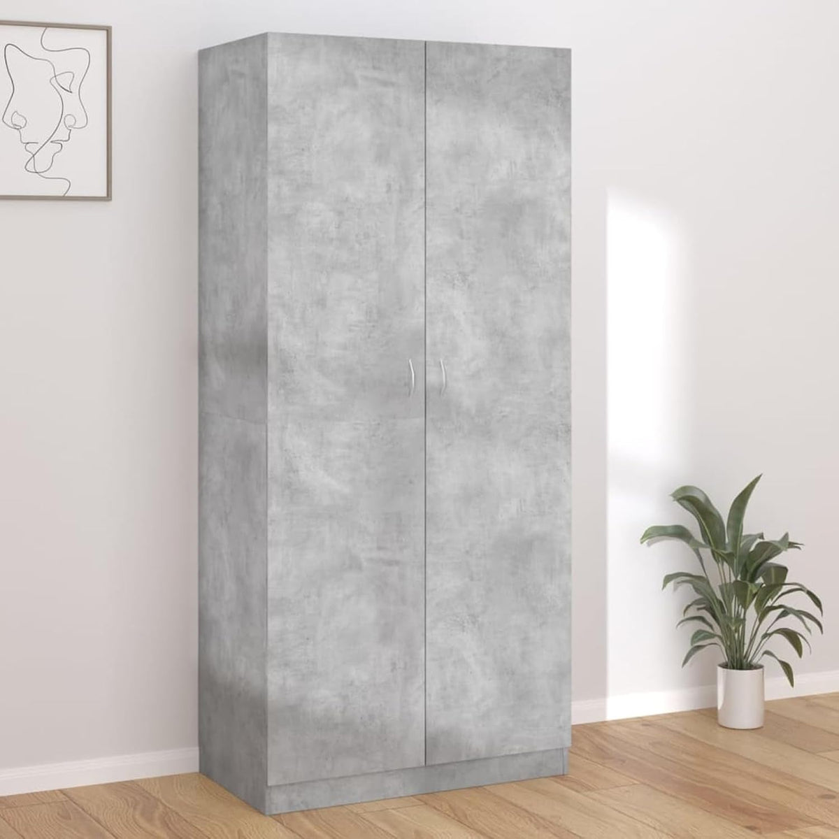 armario, Tidyard, de Madera contrachapada Gris hormigón 90x52x200 cm