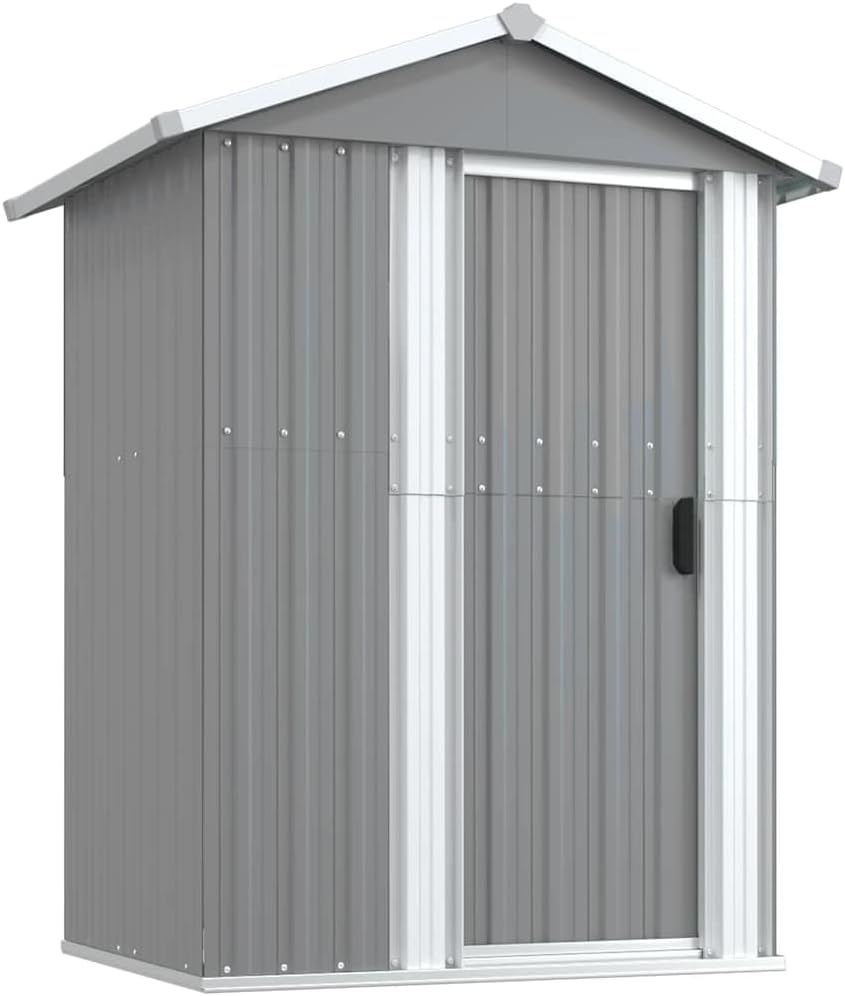 cobertizo de jardín, vidaXL, acero galvanizado gris 126x97,5x177 cm