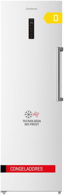 congelador vertical CCVH18524NFW, Corbero, Capacidad 274L, 39 Db, No Frost, Inverter, Display Puerta, Luz LED, Crisper XXL Extraíble, Pizza Box