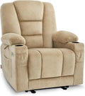sillón, M MCombo, salón, 7008 (Beige), TV Regulable eléctricamente, reclinable con función de reclinado, TV con función de Masaje y Calor, Tela