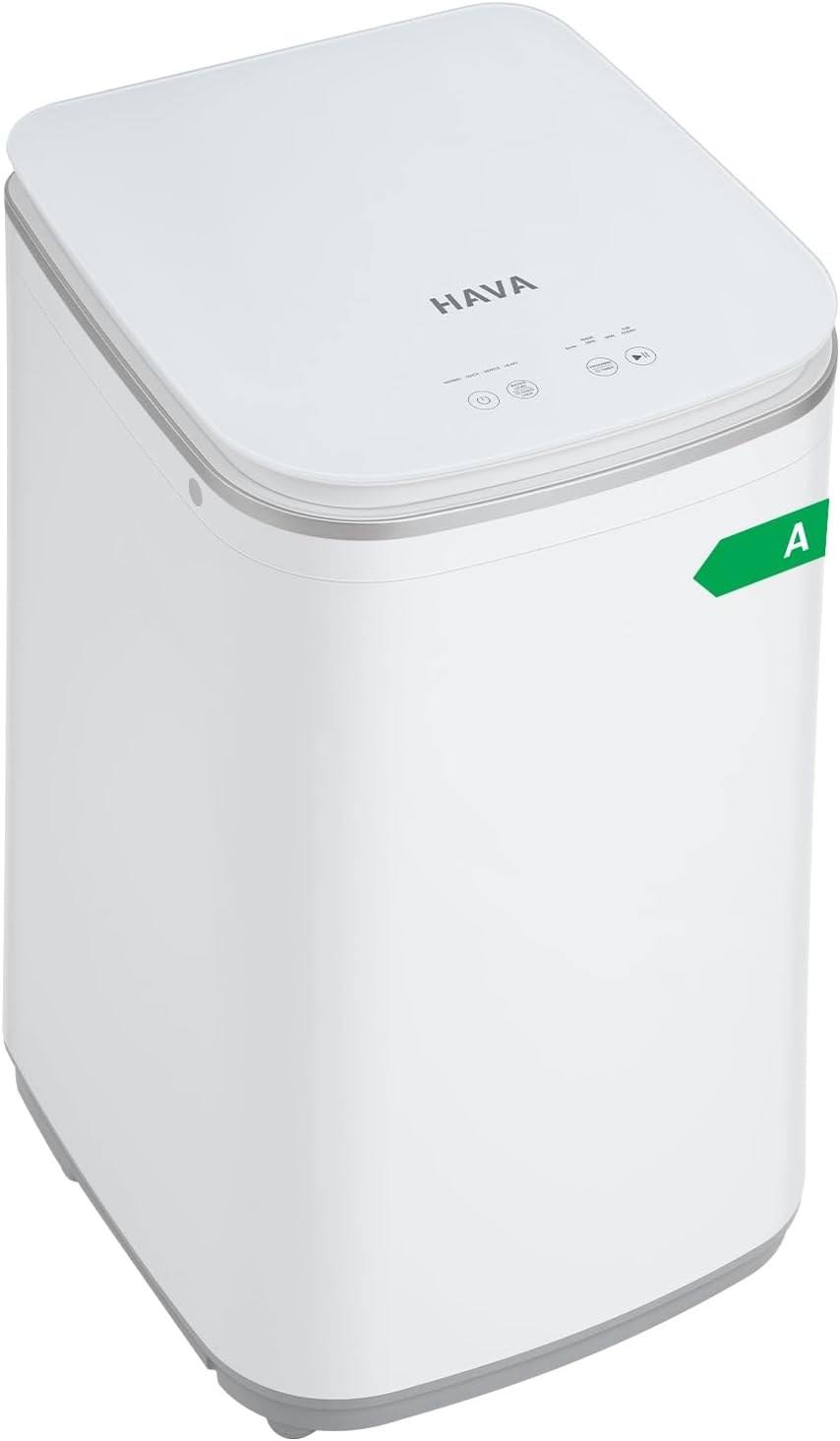 lavadora, HAVA, 3 kg de capacidad, totalmente automática con 8 programas, función de lavado en caliente y bomba de drenaje
