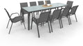Juegos de comedor, IDMarket, – Salón de jardín Madrid Mesa 240 cm y 10 sillas apilables gris antracita bandeja clara