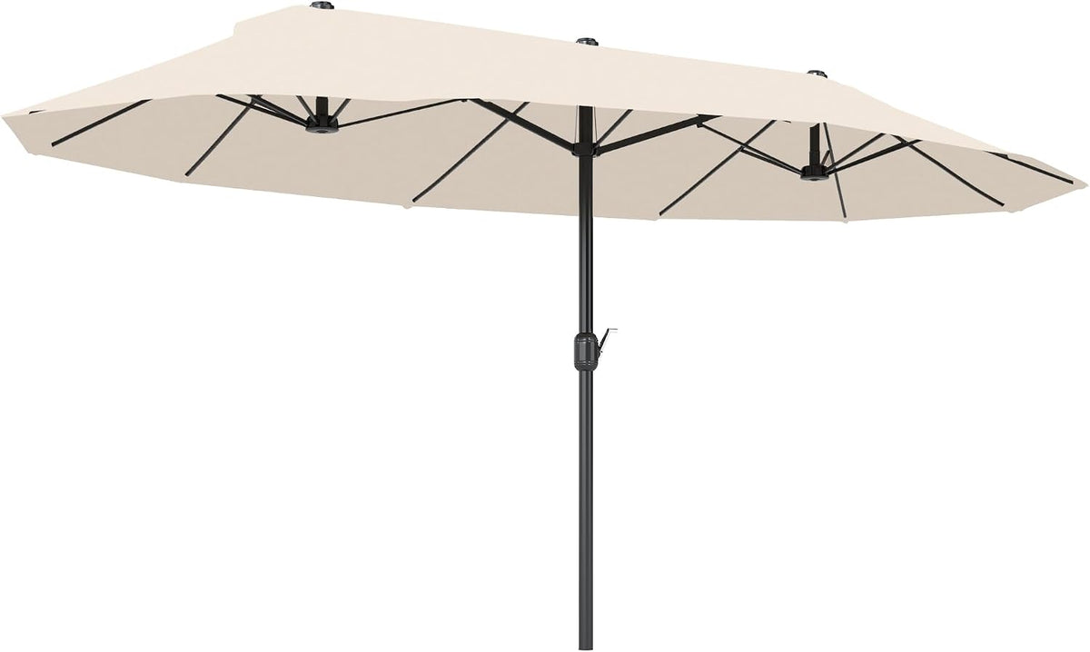 Sombrilla, Outsunny, Parasol Doble para Jardín 4,55x2,65x2,38 m Gigante Anti UV con Manivela para Exterior Patio Terraza Piscina Color Beige