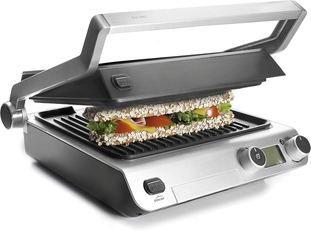 Parrillas eléctrica, LACOR, 2000 W, - Grill abatible PRO con doble zona de cocción
