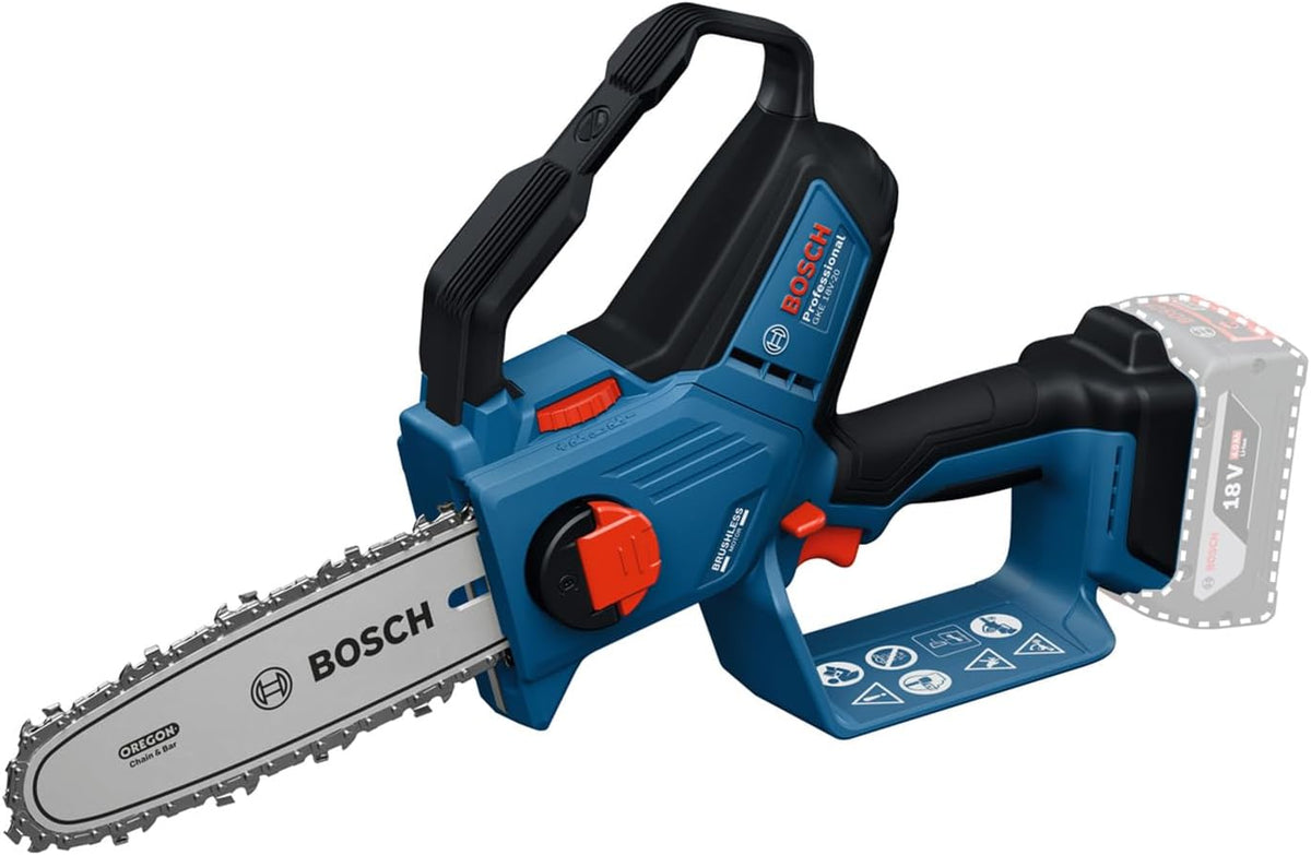 motosierra 18V-20, Bosch Professional, 18V System sierra podadora GKE 18V-20 (hasta 350 cortes por carga de hasta 18 cm, funda de 20 cm incl.