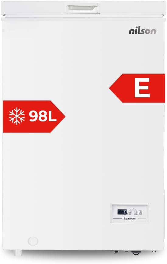 congelador horizontal NCH1001EDC, NILSON, 4 Star, 1 Cesta, Dual Cooling, Modo Super Congelación, Tecnología Cíclica, Puerta Abatible, Clase E
