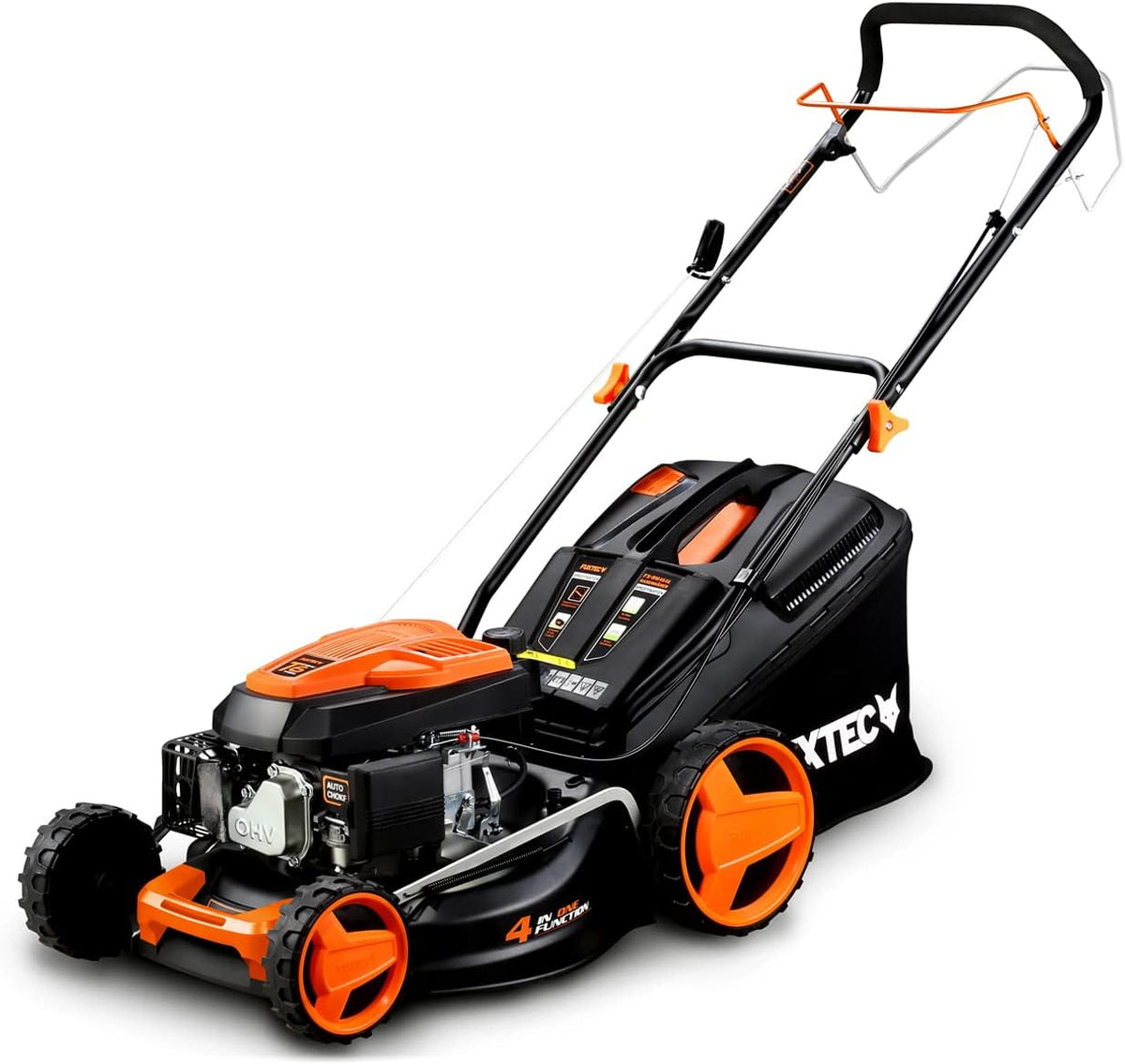 cortacésped FX-RM4646, FUXTEC, de tracción de Gasolina autopropulsado FX-RM4646 46cm de Ancho de Corte, Bolsa de césped 50L