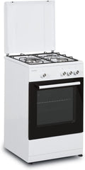 Cocinas independiente CC56BWC, INFINITON ELECTRONICS, Quemadores con seguridad FFSD, compatible gas Natural y Butano, 3 Zonas, Blanco