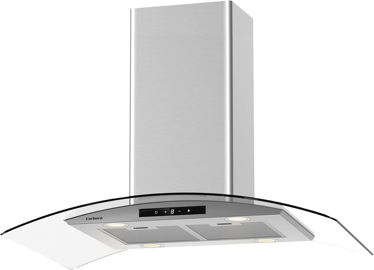 campana extractora SIROS9100, Corbero, Caudal 946m3, 6 Velocidades, h, Inox, 2 Filtros de Aluminio + Filtro de Carbon