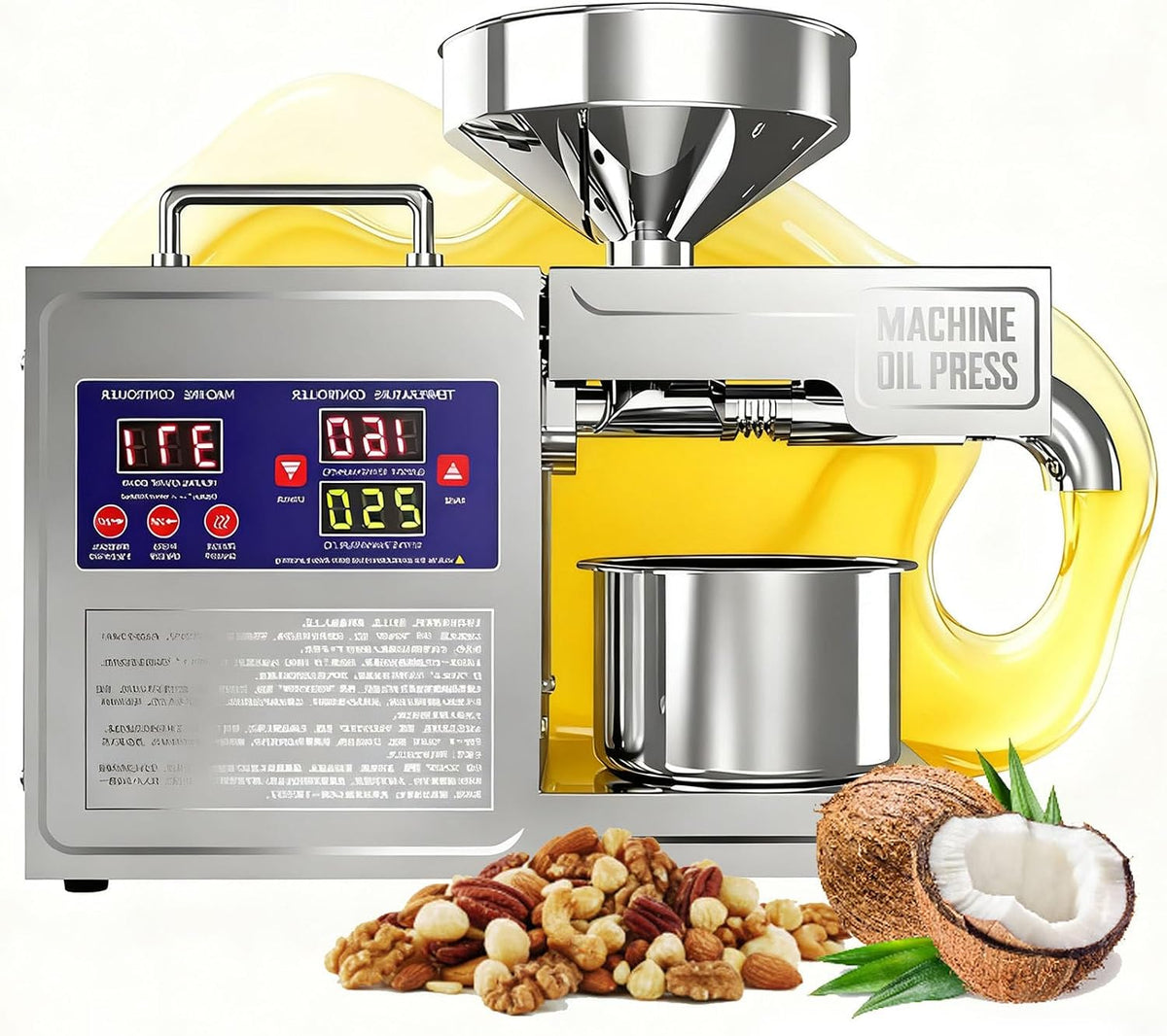 Exprimidores eléctrico, AUTUMFLATGAO, Cacahuetes, Sésamo, Soja Y Nueces, Prensa Aceite Oliva Automática De 820W
