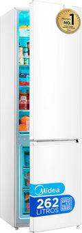 frigorífico combi, Midea, 55 cm x 177 cm, Nevera Combi con Congelador de 65L y Tecnología Low Frost - Refrigerador Independiente de Bajo Consumo