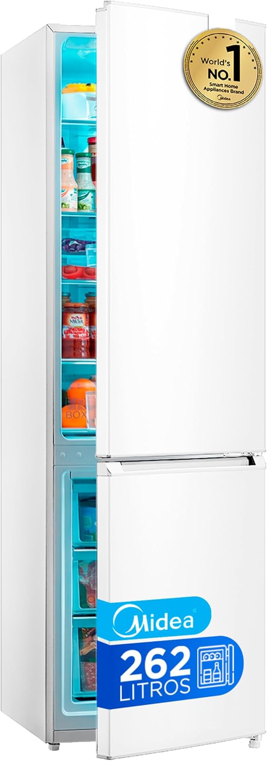 frigorífico combi, Midea, 55 cm x 177 cm, Nevera Combi con Congelador de 65L y Tecnología Low Frost - Refrigerador Independiente de Bajo Consumo
