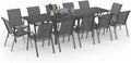 Mesas de comedor, IDMarket, - Muebles de jardín Madrid, mesa gris, gris antracita, 135-270 cm y 12 sillas apilables, extensible