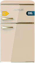 Cecotec frigorífico combi, Clase Energética E, Icebox, Beige, Luz Interior y Tirador Dorado