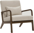sofá, SWEET SOFA, - Butaca nórdica de Madera Maciza Nicole, tapizada Antimanchas, con cojín Incluido. 78x75x65cm (Beige)