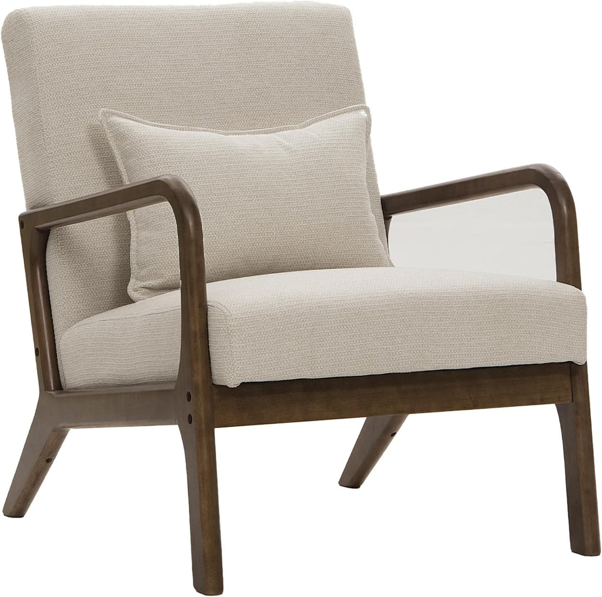 sofá, SWEET SOFA, - Butaca nórdica de Madera Maciza Nicole, tapizada Antimanchas, con cojín Incluido. 78x75x65cm (Beige)