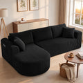 sofá cama, COMHOMA, sofá para salón, color negro, Sofá esquinero con función de dormir, seccional con cojines y bolsillos laterales, sin montaje