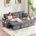 sofá cama, Yihomfy, sofá esquinero convertible de 3 plazas con 2 portavasos y puertos USB para salón, gris oscuro, Sofá convertible, cine en casa