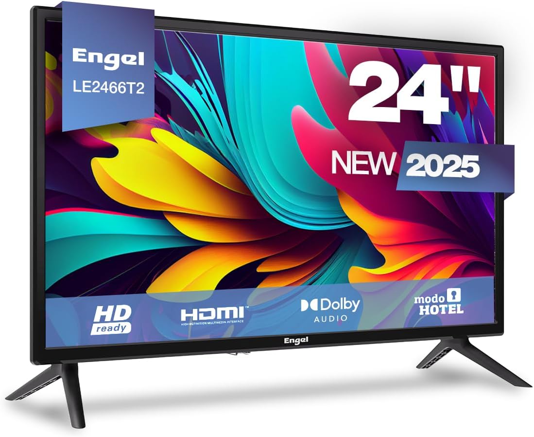 Televisore LE2466T2, Engel, SPDIF Coaxial - Compacto y Versátil, LE2466T2 - Televisor LED de 24'' HD Ready NO Smart con Sintonizador TDT T2, 2 USB