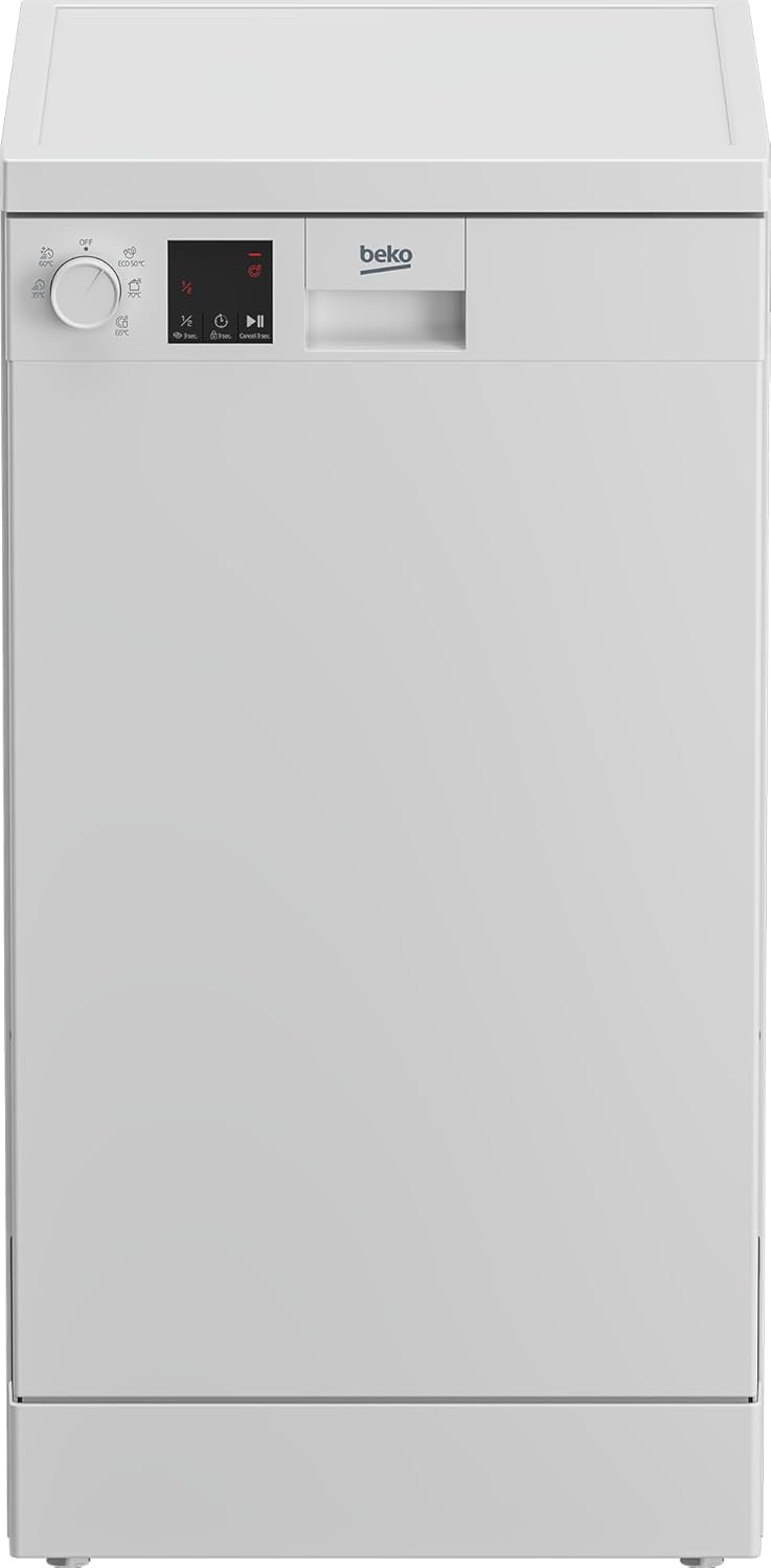 lavavajillas DVS05024W, Beko, DVS05024W clase A++ 45cm, Libre instalación, Acero inoxidable, Blanco