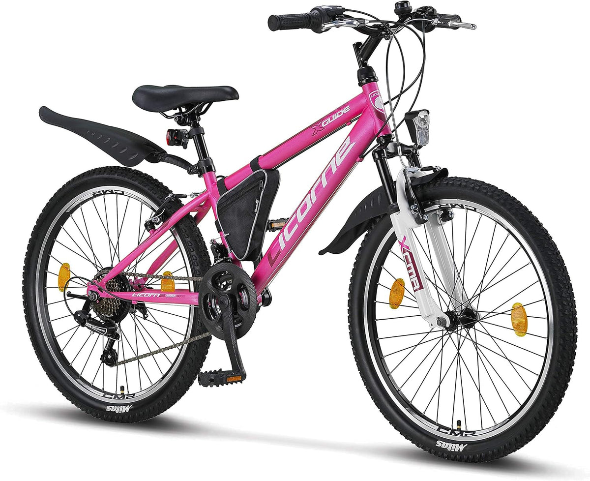 bicicleta de montaña, Licorne Bike, Guide Mountain Bike en bicicleta de 20, 24, 26, 27,5 y 29 pulgadas para niñas, niños, hombres y, Rosa/Negro