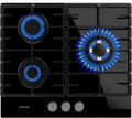 Cecotec 3200F Placa, Preparada para Gas Natural, de Gas 3 Fuegos Bolero Squad GN 3200F Glass Black. 6,25kW, Cristal Negro