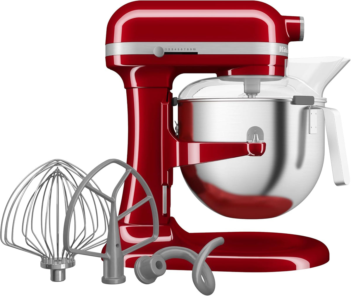 batidora amasadora, KitchenAid, 11 Velocidades, Bol 3 Puntos, Engranajes Todo Metal, Arranque Suave, Corte por Sobrecalentamiento, Rojo Empire