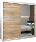 armario, ABIKSMEBLE, Verona 2 200 de Dormitorios con Dos Puertas Correderas - de Almacenamiento Moderno con Espejo