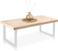 Café, Adec Group, Color Roble Salvaje y Blanco, Medidas: 60 cm (Ancho) x 120 cm (Largo) 43,5 cm (Alto), duehome, Natural, Mesa de Centro